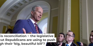 Senate Majority Leader John Thune speaks with reporters about the reconciliation process to advance President Donald Trump’s spending and tax bill on June 3, 2025. AP Photo/J. Scott Applewhite